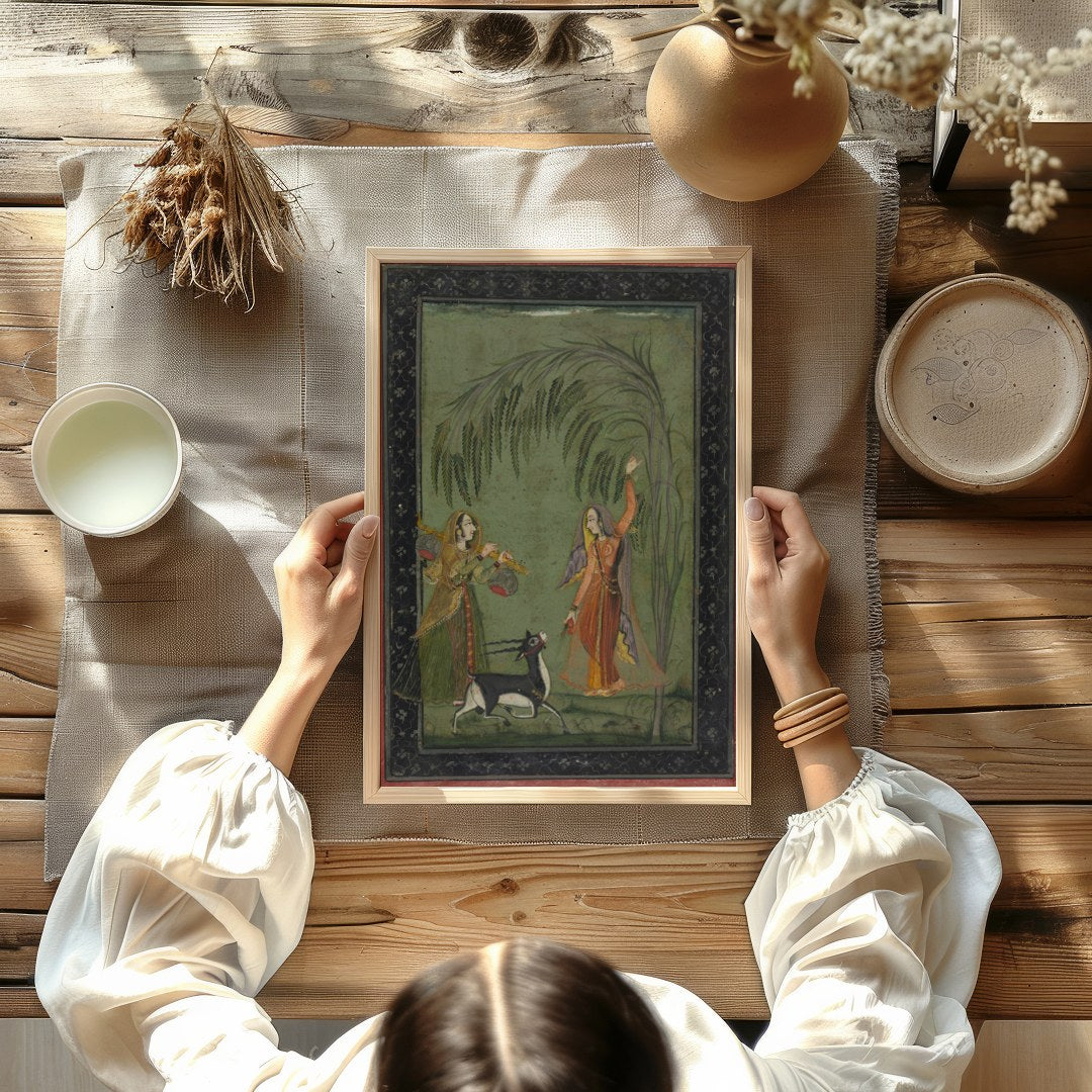 Experience the timeless elegance of a Mughal-inspired courtyard scene. This captivating piece for Kitchen