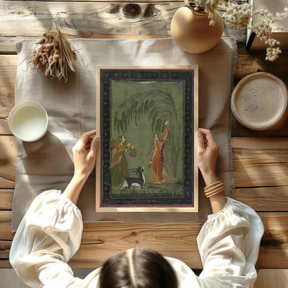 Experience the timeless elegance of a Mughal-inspired courtyard scene. This captivating piece for Kitchen