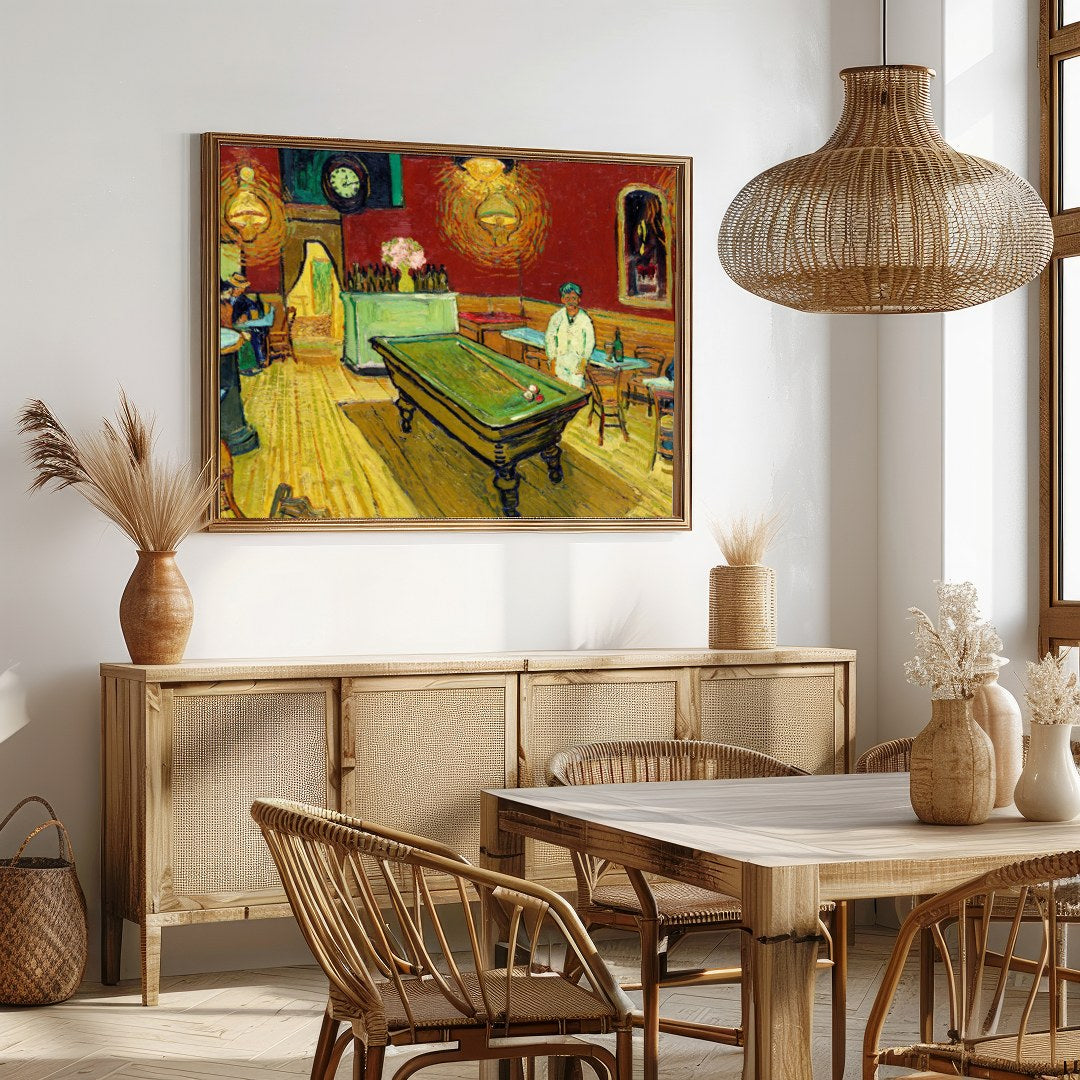 Experience the charm of a historic cafe scene with this vibrant wall art. The warm hues and dynamic for Dining