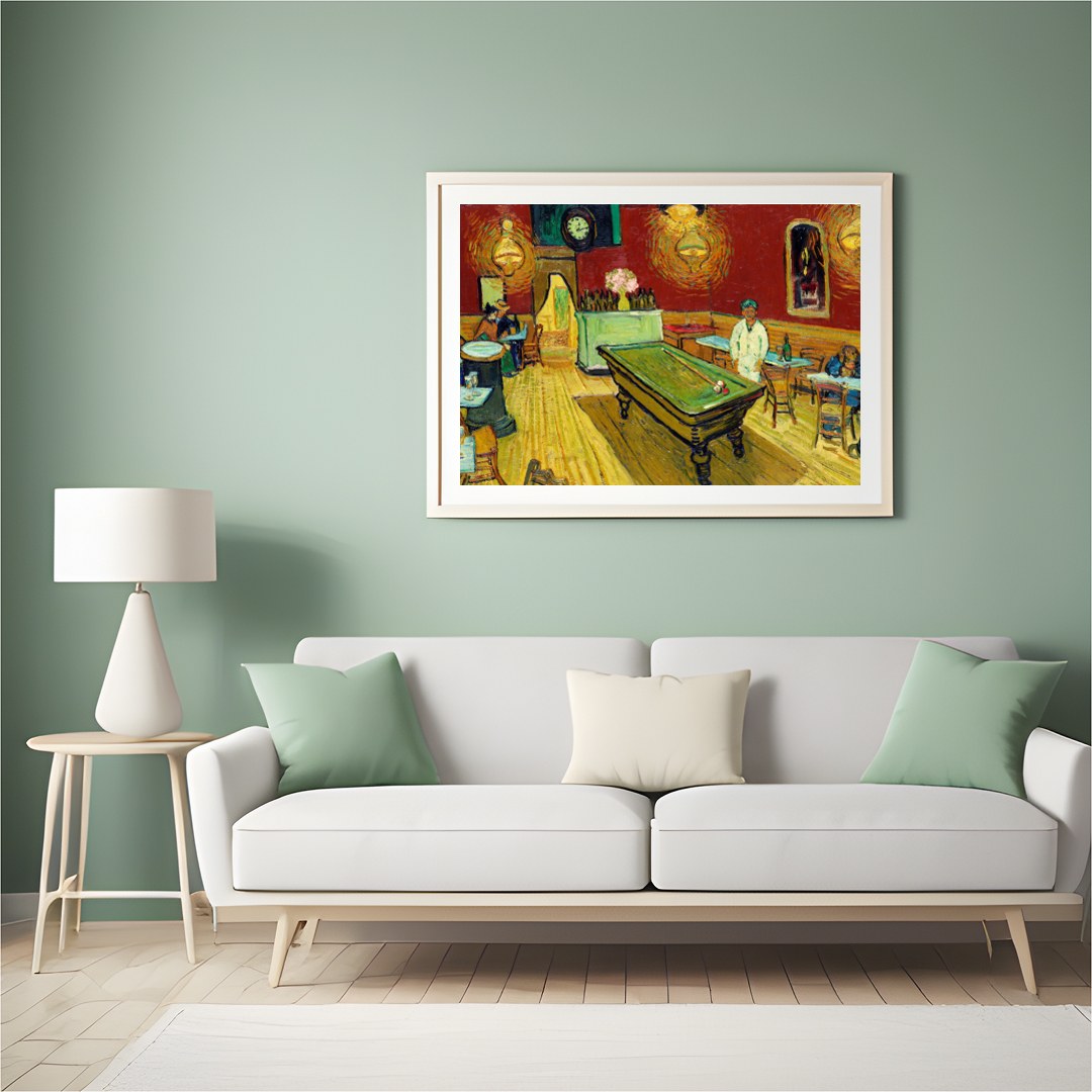 Experience the charm of a historic cafe scene with this vibrant wall art. The warm hues and dynamic for Hall