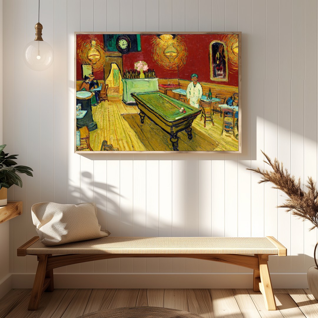 Experience the charm of a historic cafe scene with this vibrant wall art. The warm hues and dynamic for Hallway