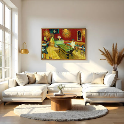 Experience the charm of a historic cafe scene with this vibrant wall art. The warm hues and dynamic for Living Room