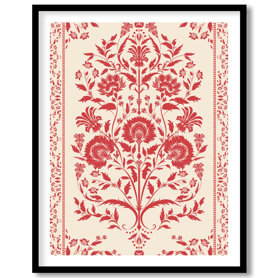 Infuse your space with timeless elegance through this vintage-inspired floral tapestry. Rich red for abode