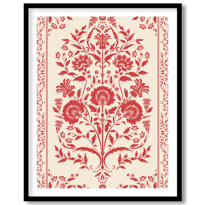 Infuse your space with timeless elegance through this vintage-inspired floral tapestry. Rich red for abode