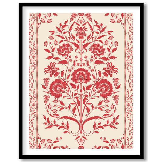 Infuse your space with timeless elegance through this vintage-inspired floral tapestry. Rich red for abode
