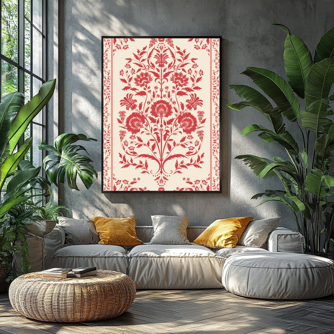 Infuse your space with timeless elegance through this vintage-inspired floral tapestry. Rich red for Balcony