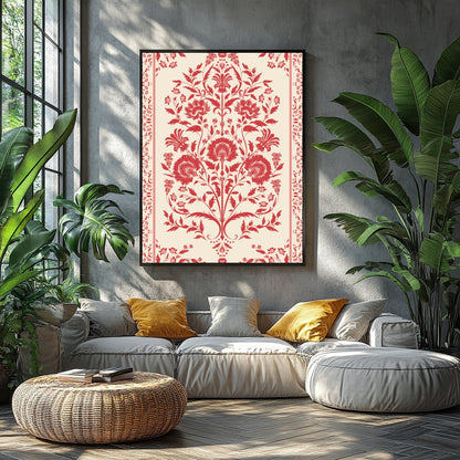 Infuse your space with timeless elegance through this vintage-inspired floral tapestry. Rich red for Balcony