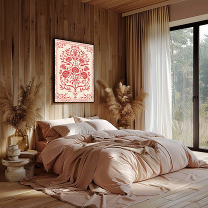 Infuse your space with timeless elegance through this vintage-inspired floral tapestry. Rich red for Bedroom