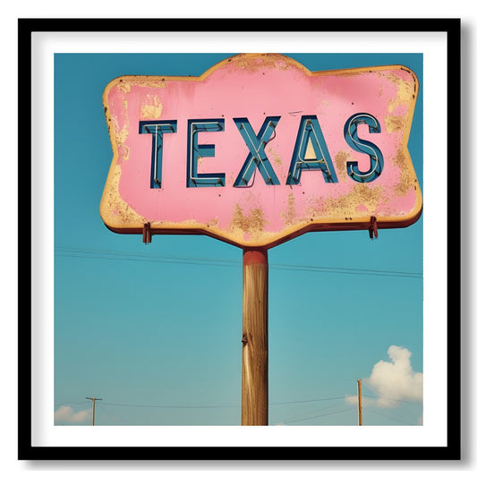 Capture the essence of Americana with this vintage Texas road sign art print. Featuring a rustic for area