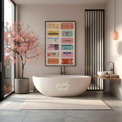 This delightful collection of vintage-inspired tickets evokes a sense of nostalgia and wanderlust. … for bathroom