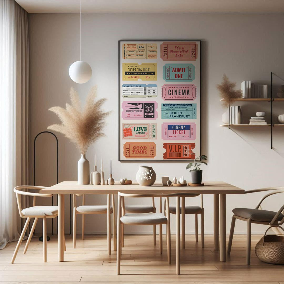 This delightful collection of vintage-inspired tickets evokes a sense of nostalgia and wanderlust. … for dining room