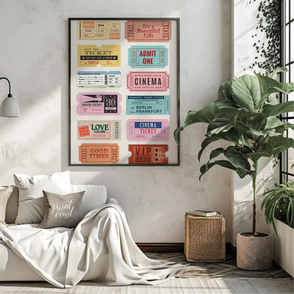 This delightful collection of vintage-inspired tickets evokes a sense of nostalgia and wanderlust. … for living room
