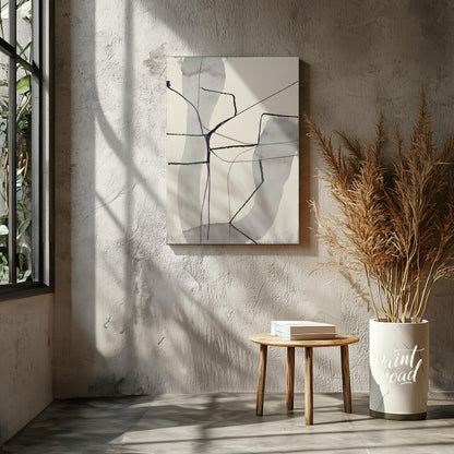 """Violet Nexus"" presents a minimalist abstract composition with a delicate interplay of soft gray… for living room