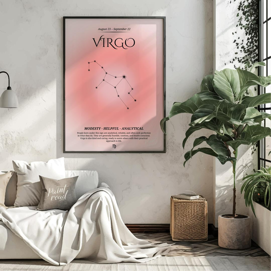 This Virgo zodiac sign poster highlights the characteristics of individuals born between August 23 … for bedroom