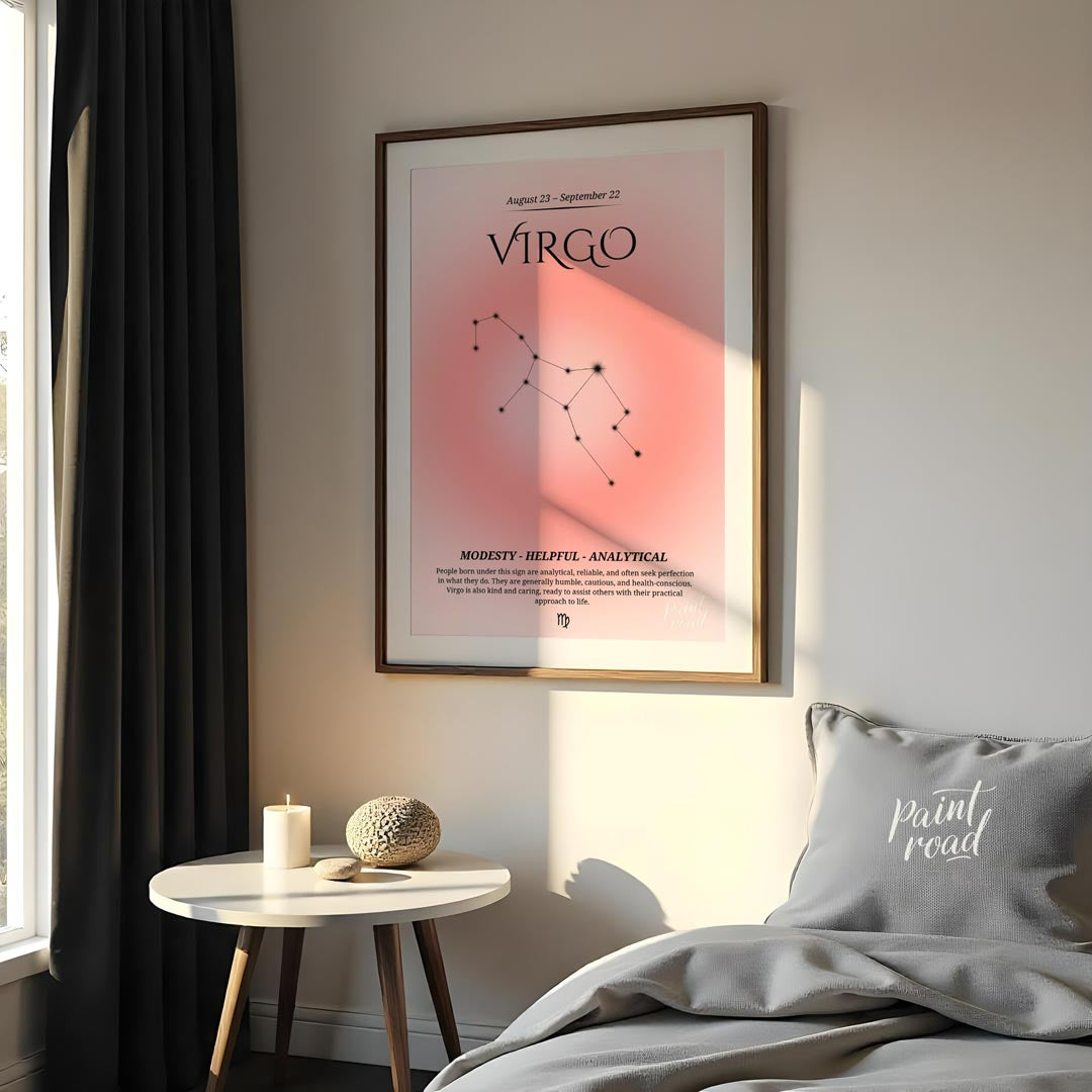 This Virgo zodiac sign poster highlights the characteristics of individuals born between August 23 … for bedroom
