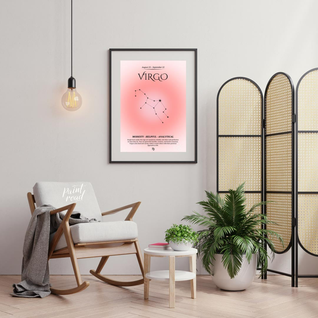 This Virgo zodiac sign poster highlights the characteristics of individuals born between August 23 … for living room