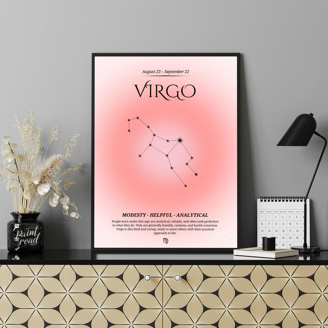 This Virgo zodiac sign poster highlights the characteristics of individuals born between August 23 … for office