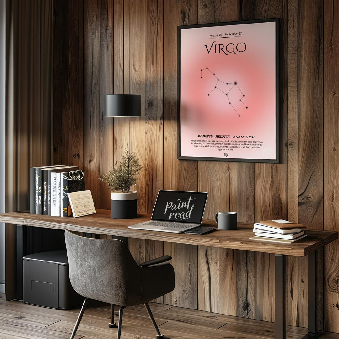 This Virgo zodiac sign poster highlights the characteristics of individuals born between August 23 … for office