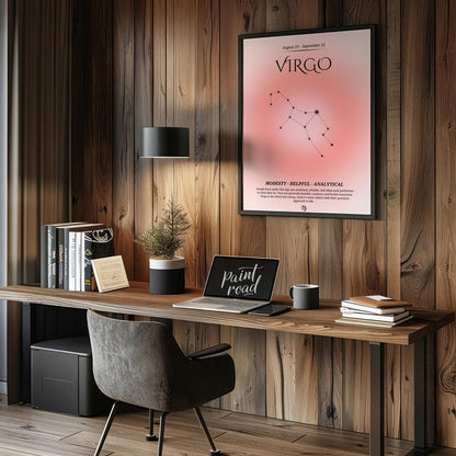 This Virgo zodiac sign poster highlights the characteristics of individuals born between August 23 … for office