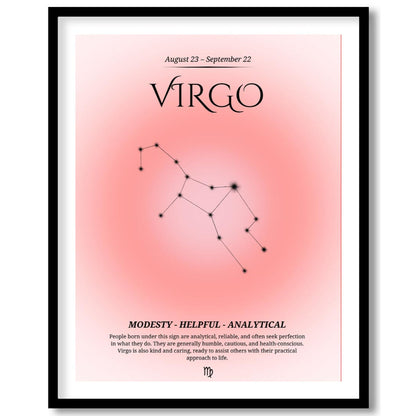 This Virgo zodiac sign poster highlights the characteristics of individuals born between August 23 … for place