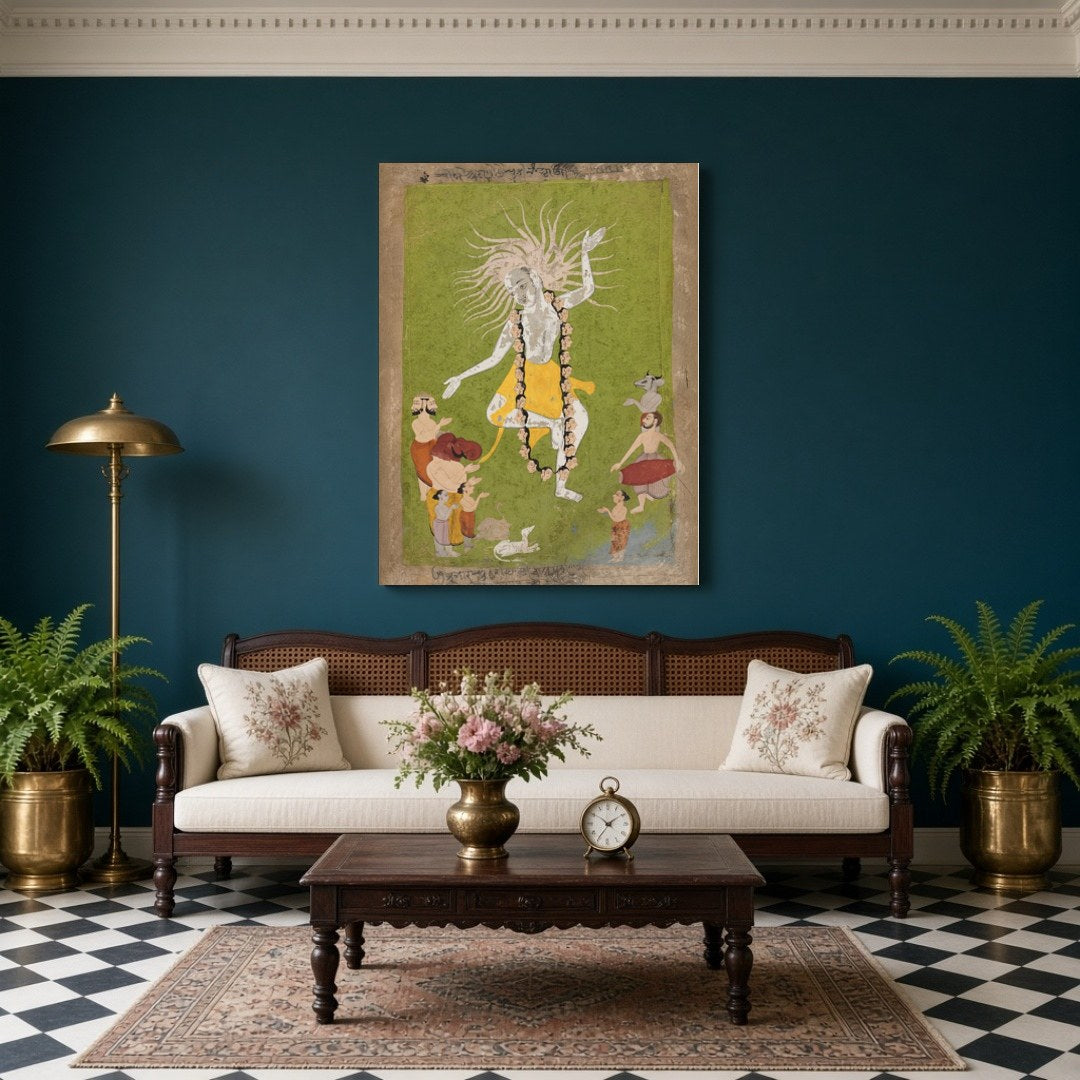 Experience the dynamic energy of Shiva in this stunning portrayal of his transformative dance. The for Living Room