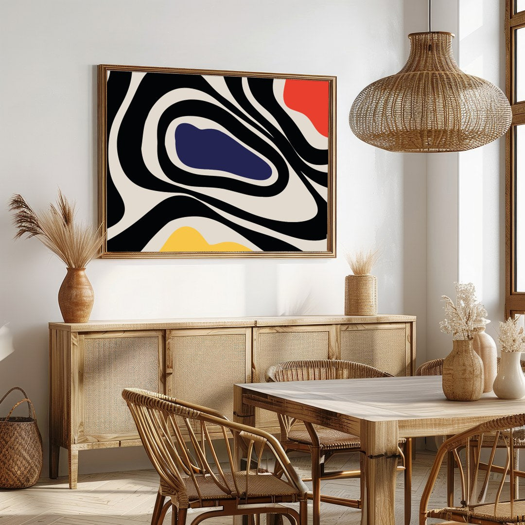 Transform your space with this striking abstract artwork that captivates with bold patterns and for Dining