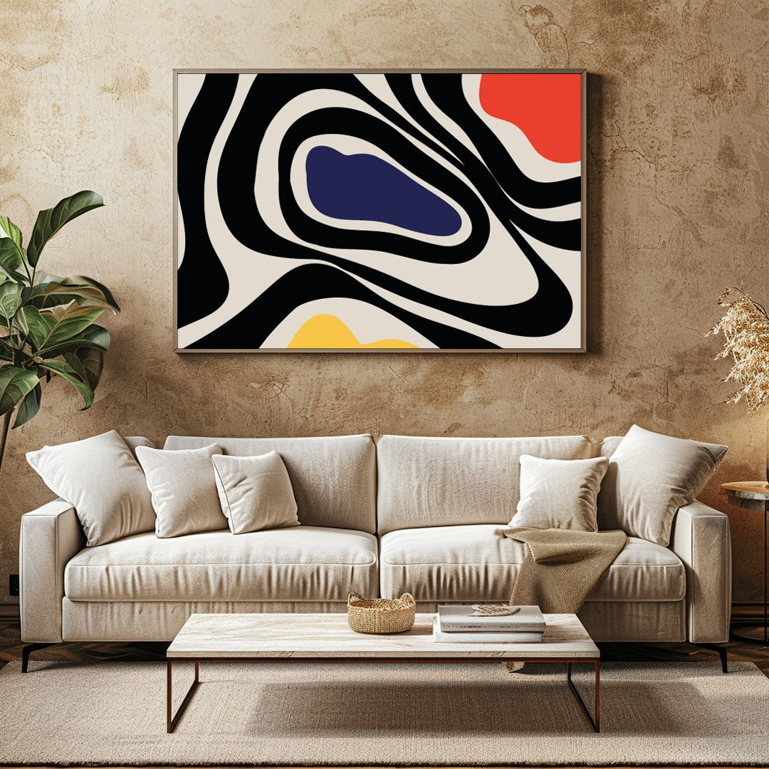 Transform your space with this striking abstract artwork that captivates with bold patterns and for Family Room