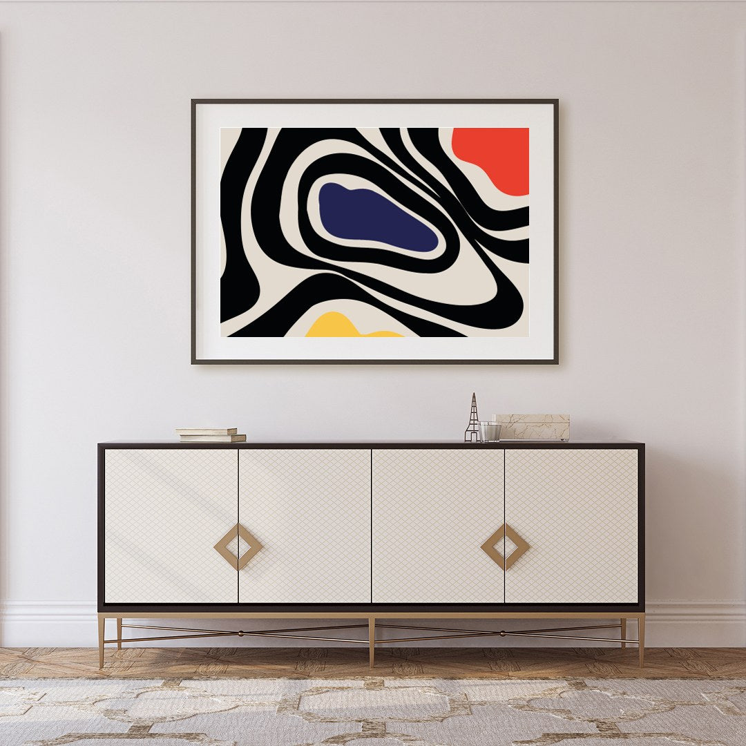 Transform your space with this striking abstract artwork that captivates with bold patterns and for Foyer