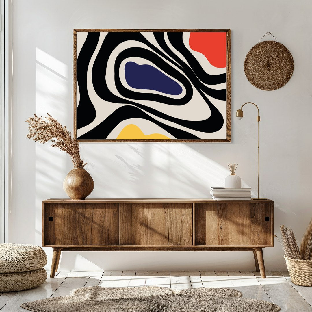 Transform your space with this striking abstract artwork that captivates with bold patterns and for Sitting Area