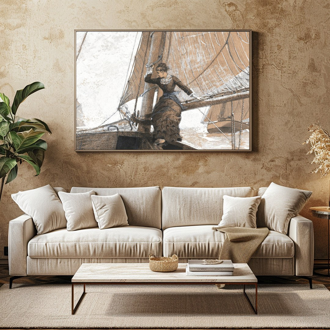 Capture the timeless elegance of a bygone era with this exquisite sailing scene. Featuring for Family Room