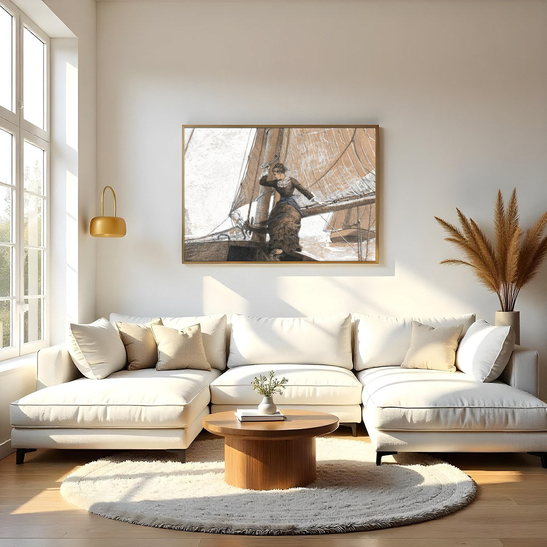 Capture the timeless elegance of a bygone era with this exquisite sailing scene. Featuring for Living Room