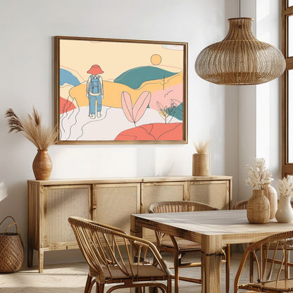 Explore the serene paths of an abstract landscape with 'Wanderer's Dreamscape.' This piece captures for Dining
