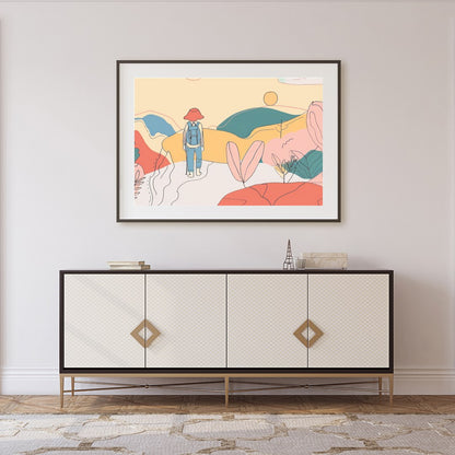 Explore the serene paths of an abstract landscape with 'Wanderer's Dreamscape.' This piece captures for Foyer