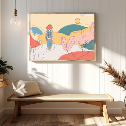 Explore the serene paths of an abstract landscape with 'Wanderer's Dreamscape.' This piece captures for Hallway