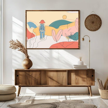 Explore the serene paths of an abstract landscape with 'Wanderer's Dreamscape.' This piece captures for Sitting Area