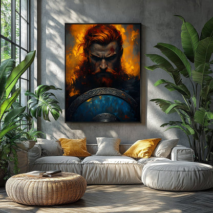 Immerse yourself in the intensity of 'Warrior's Resolve,' a captivating piece that captures the for Balcony