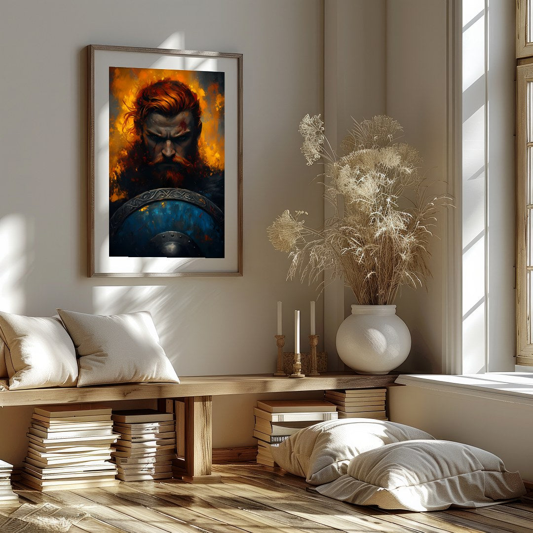 Immerse yourself in the intensity of 'Warrior's Resolve,' a captivating piece that captures the for decor