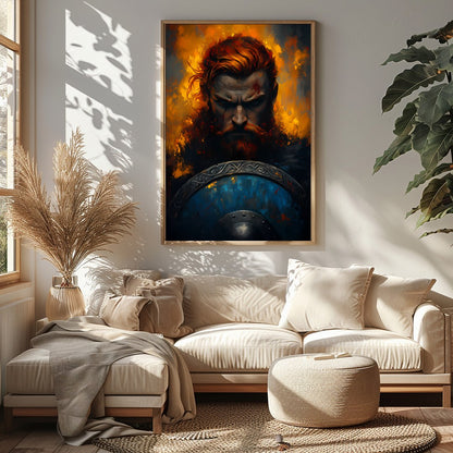 Immerse yourself in the intensity of 'Warrior's Resolve,' a captivating piece that captures the for Sitting Area