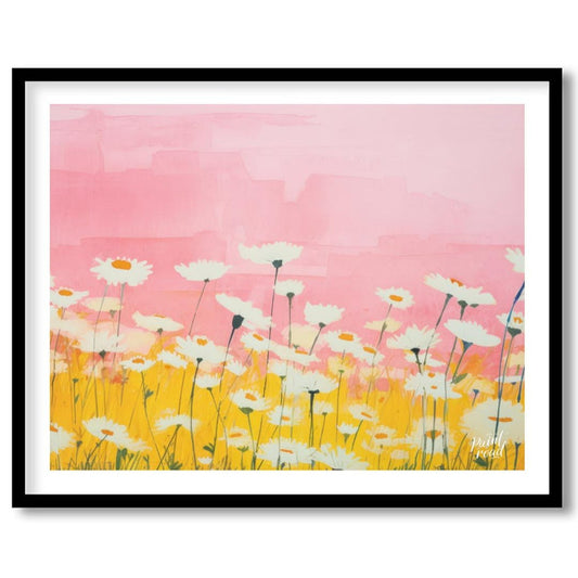 Watercolor Daisy Field Painting available online at Paintroad showing artistic bathroom and botanical