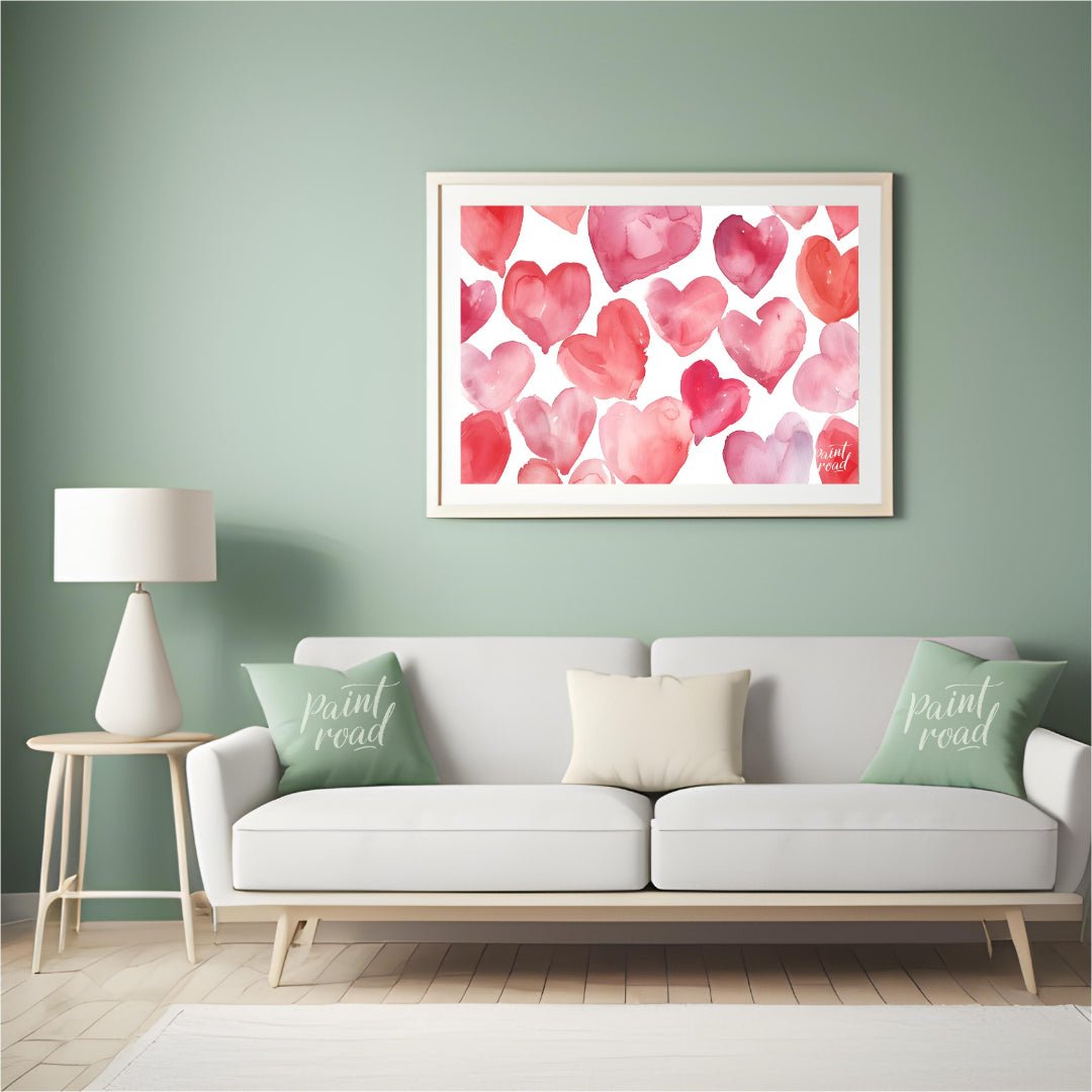 Watercolor Heart Hues Painting available online at Paintroad showing affection anniversary and art