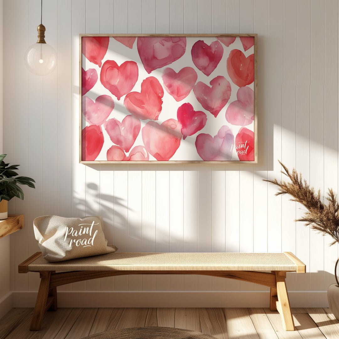 Watercolor Heart Hues Painting available online at Paintroad showing affection anniversary and art