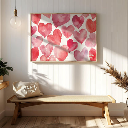 Watercolor Heart Hues Painting available online at Paintroad showing affection anniversary and art