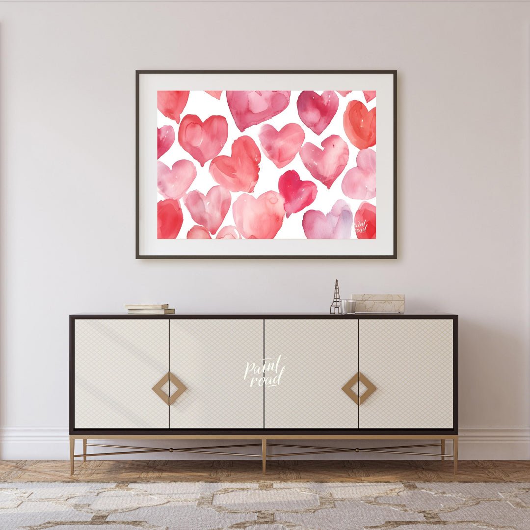 Watercolor Heart Hues Painting available online at Paintroad showing affection anniversary and art
