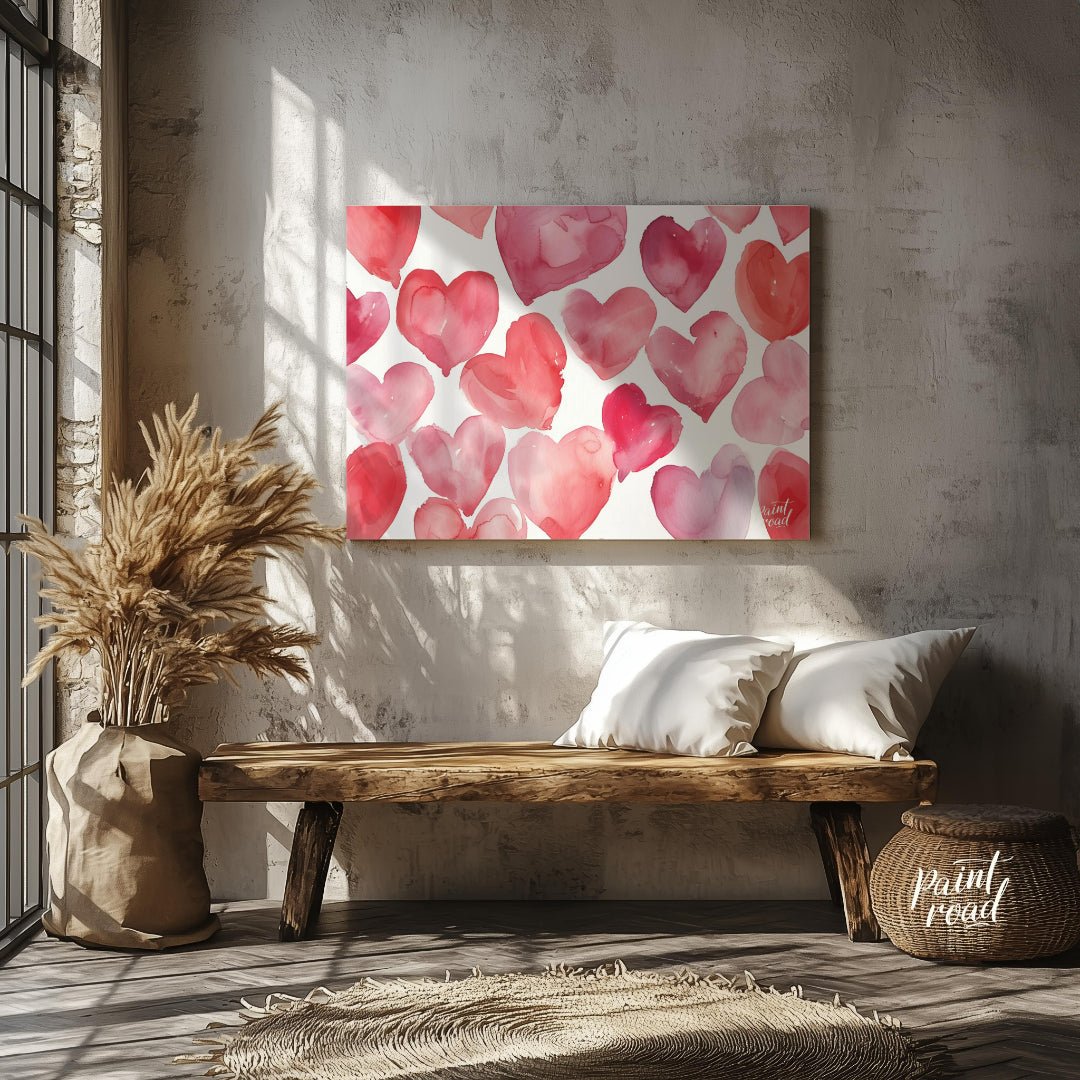 Watercolor Heart Hues Painting available online at Paintroad showing affection anniversary and art