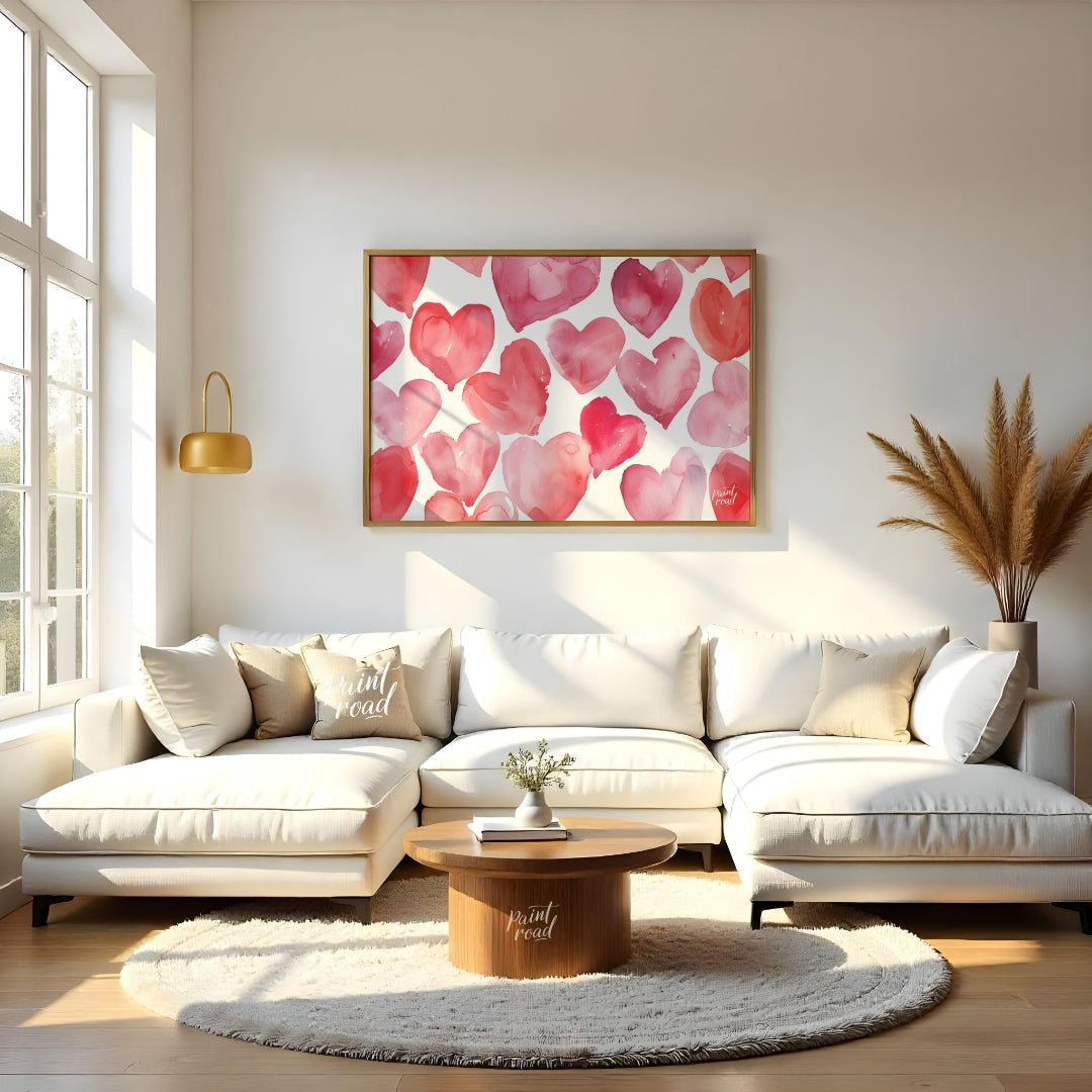 Watercolor Heart Hues Painting available online at Paintroad showing affection anniversary and art