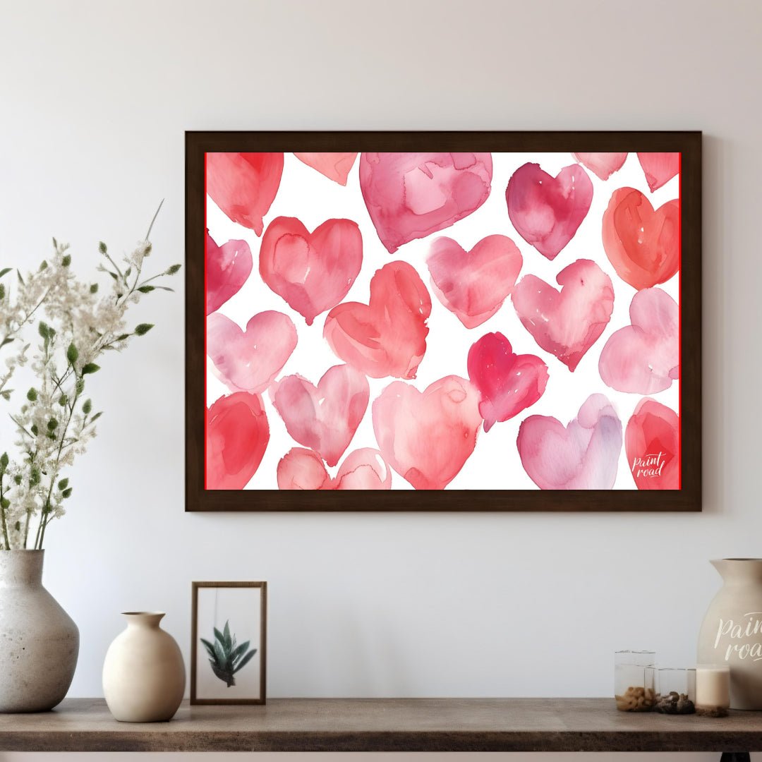 Watercolor Heart Hues Painting available online at Paintroad showing affection anniversary and art