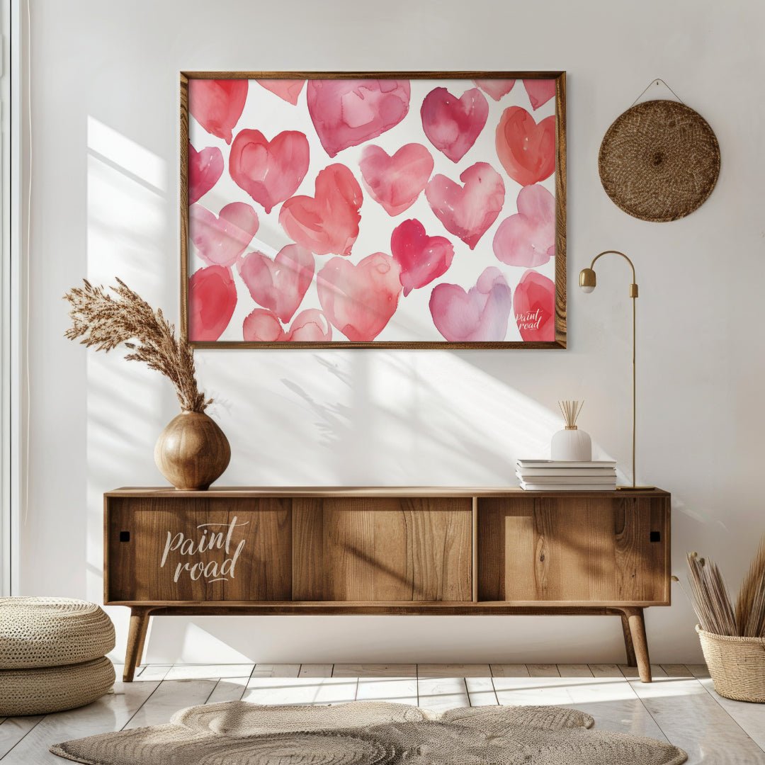Watercolor Heart Hues Painting available online at Paintroad showing affection anniversary and art
