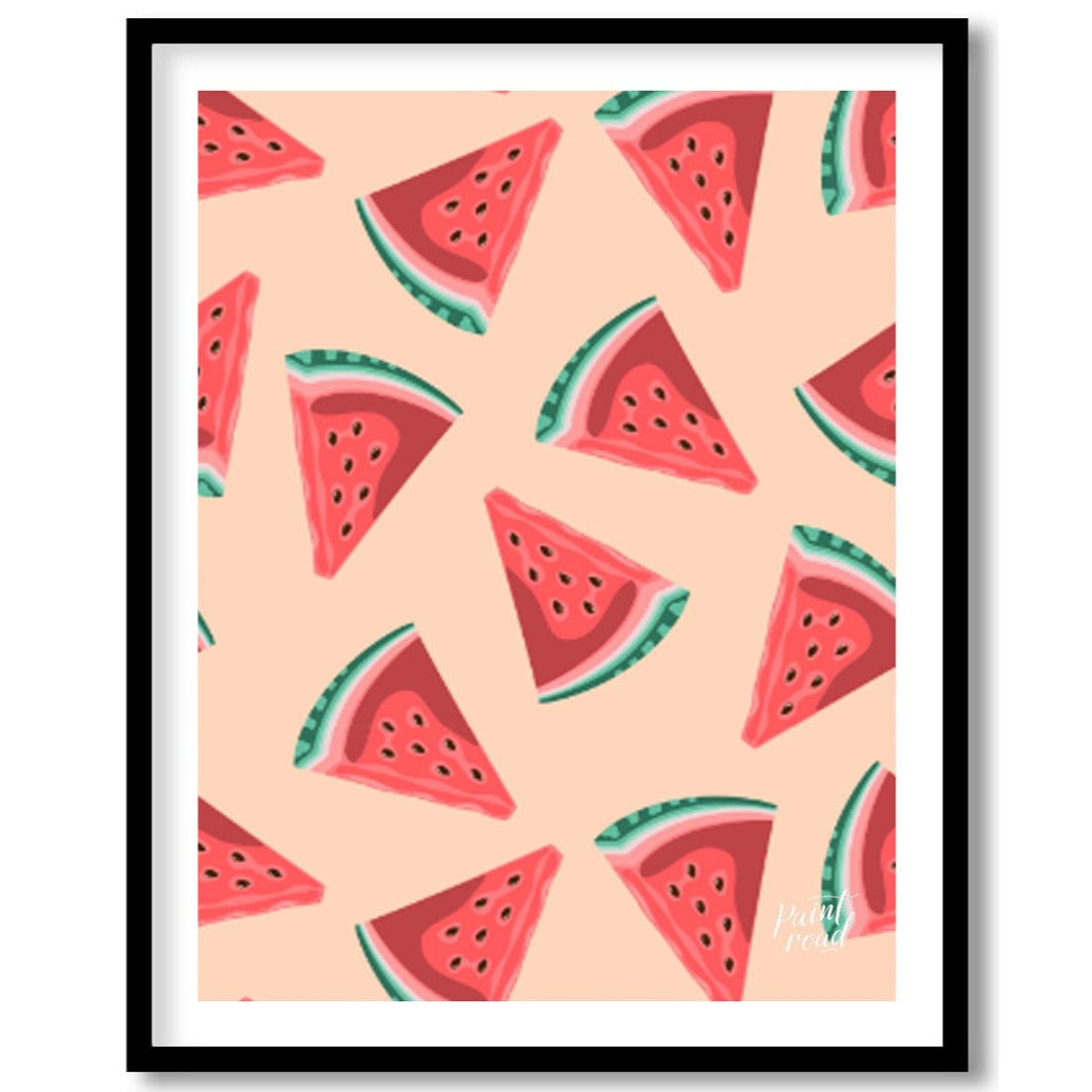 This vibrant and refreshing image showcases a playful, repeating pattern of watermelon slices again… for abode