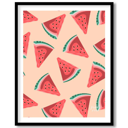 This vibrant and refreshing image showcases a playful, repeating pattern of watermelon slices again… for abode