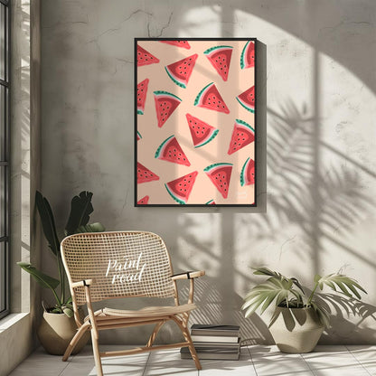 This vibrant and refreshing image showcases a playful, repeating pattern of watermelon slices again… for other